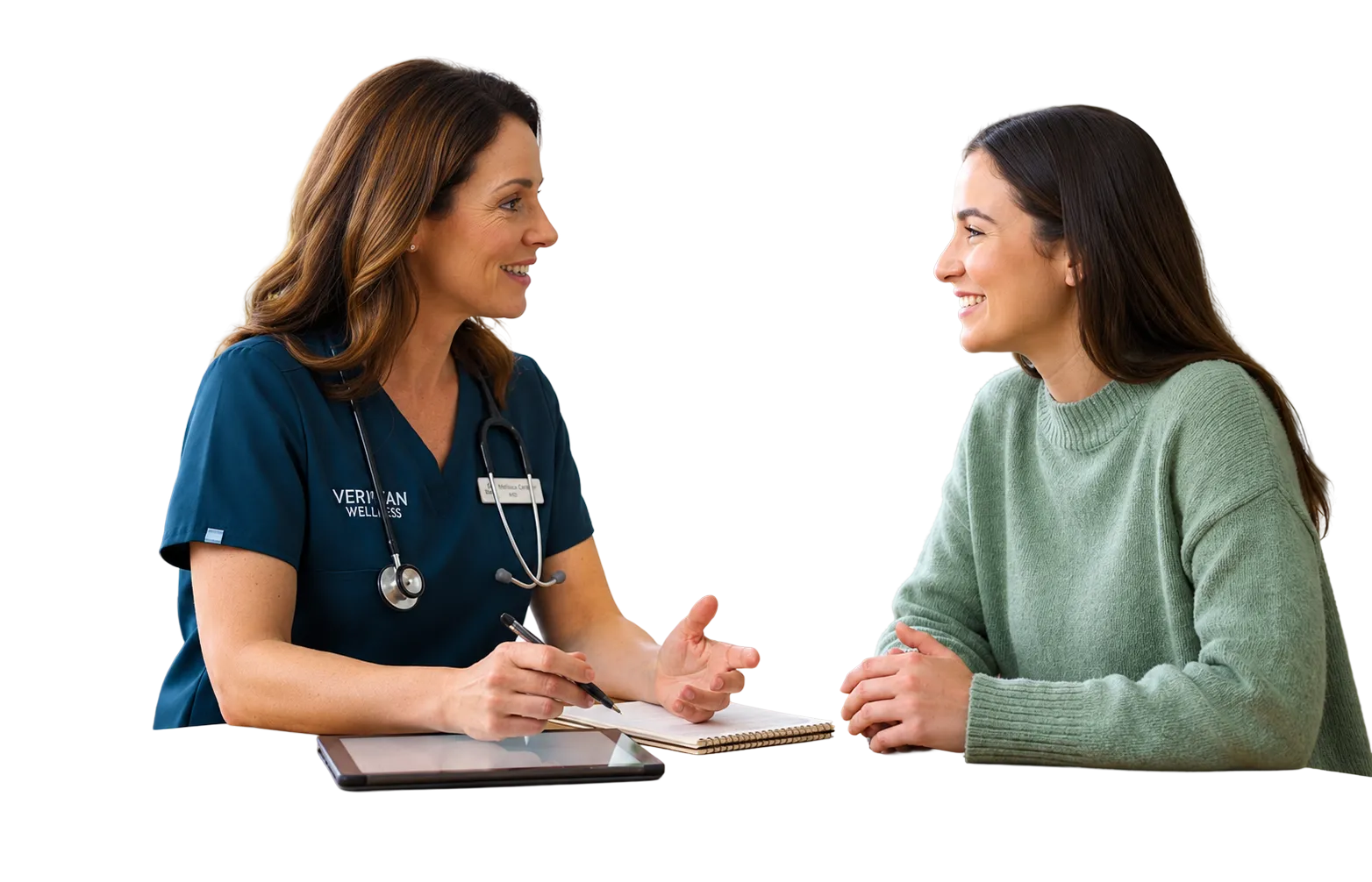 Healthcare professional meeting with a patient