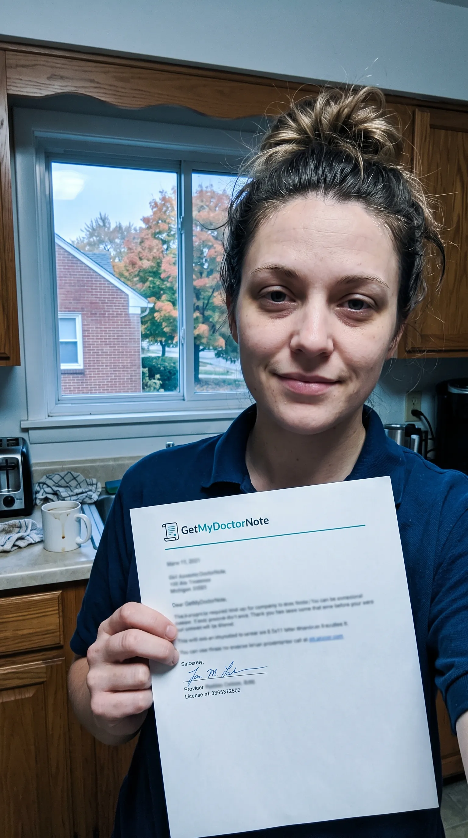 Megan K. – Michigan with their doctor's note